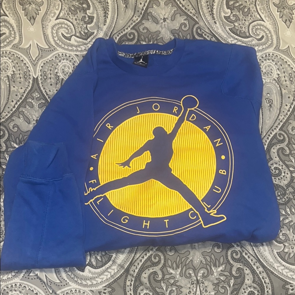 Jordan retro Laney Blue and Yellow crewneck Sweatshirt Men’s M